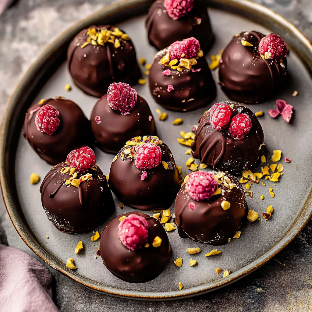 Valentine Raspberry Dark Chocolate Truffles 1