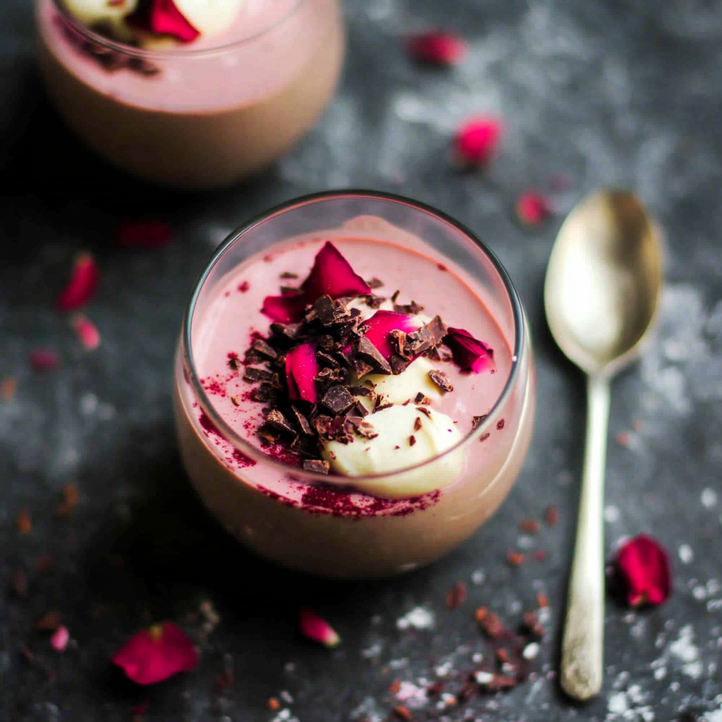 Valentine Rhubarb Rose Dark Chocolate Parfaits 1