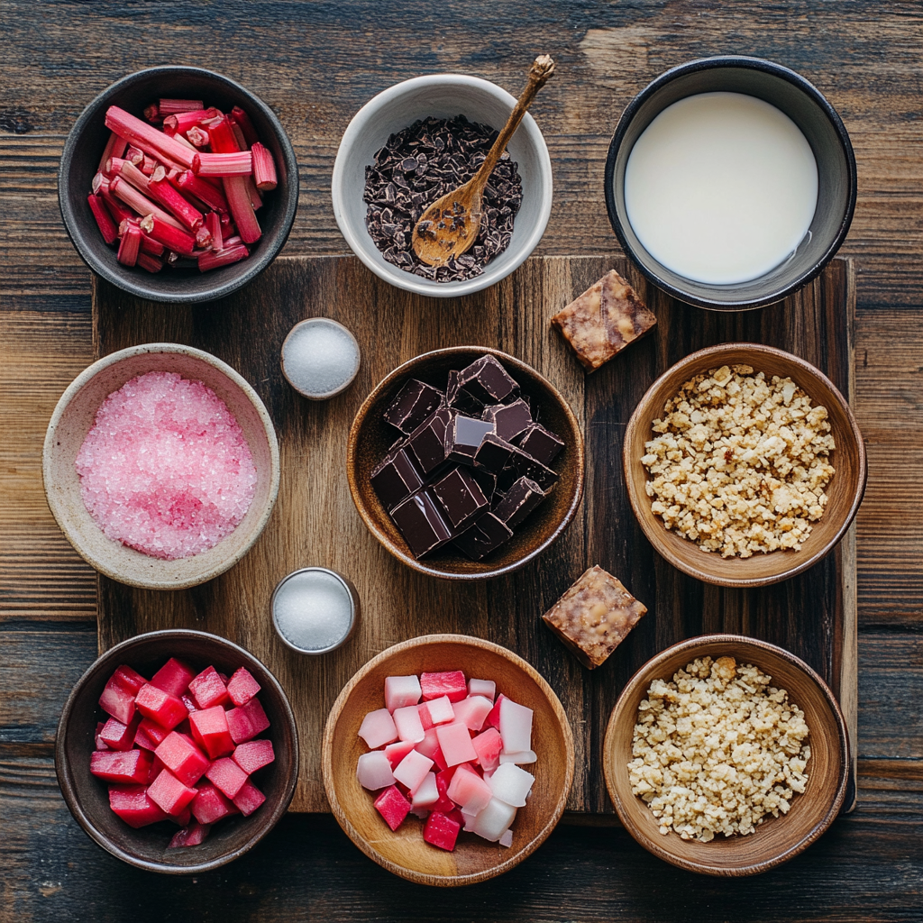 Valentine Rhubarb Rose Dark Chocolate Parfaits ingredients