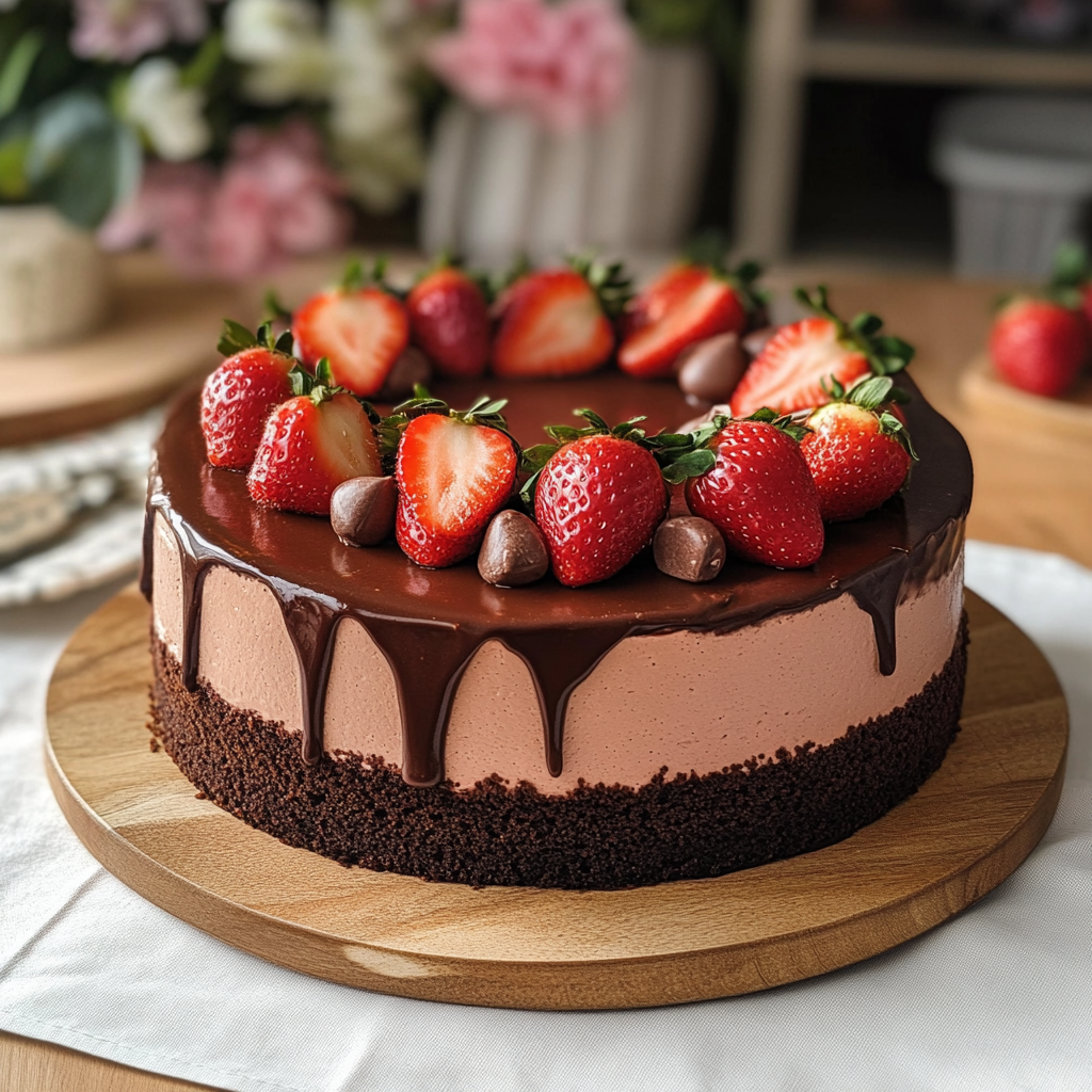 Valentine Strawberry Chocolate Mousse Cake