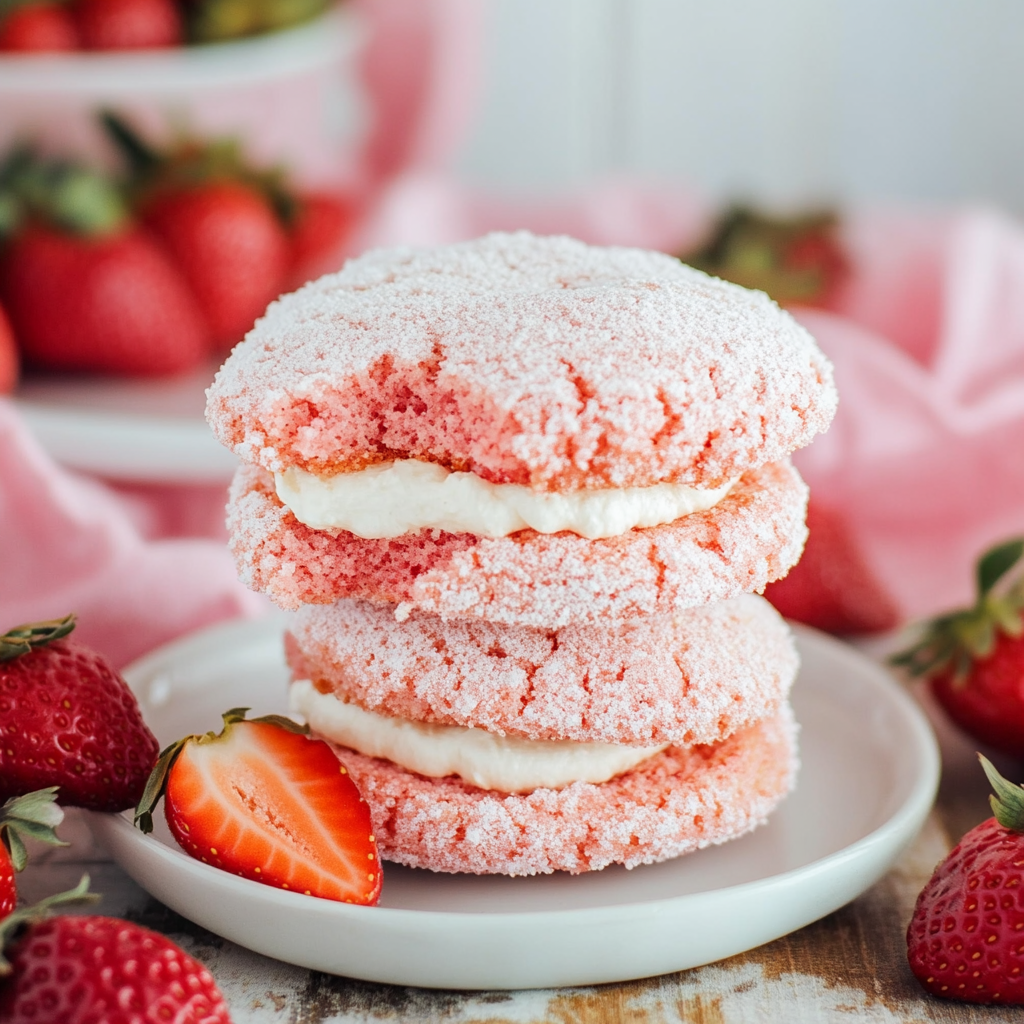 Valentine Strawberry Shortcake Sandwich Cookies