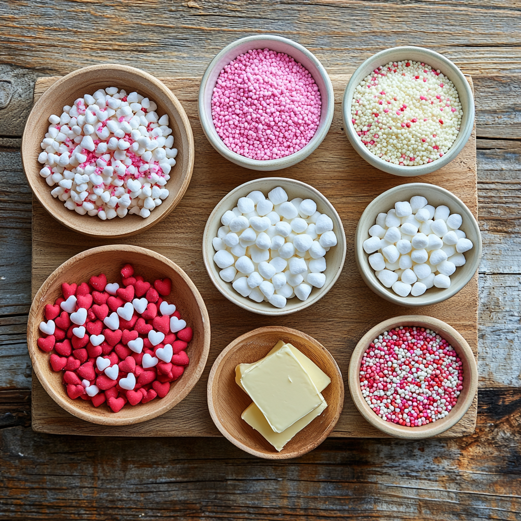 Valentine's Day Rice Krispie Treats ingredients