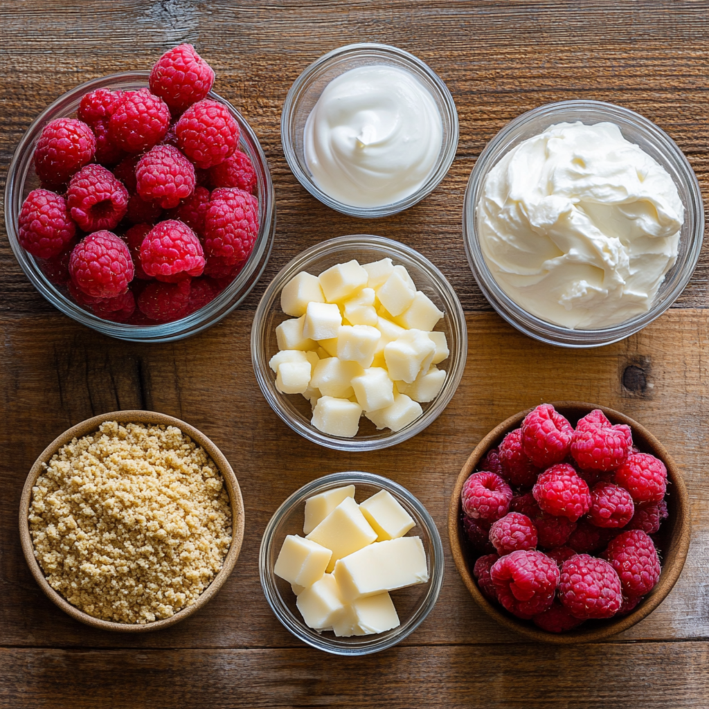 White Chocolate Raspberry Cheesecake Bars ingredients